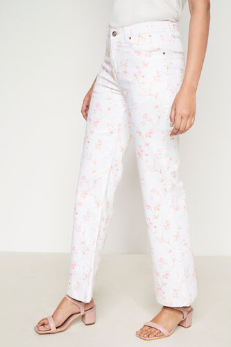 White Printed Straight Bottom, White, image 4